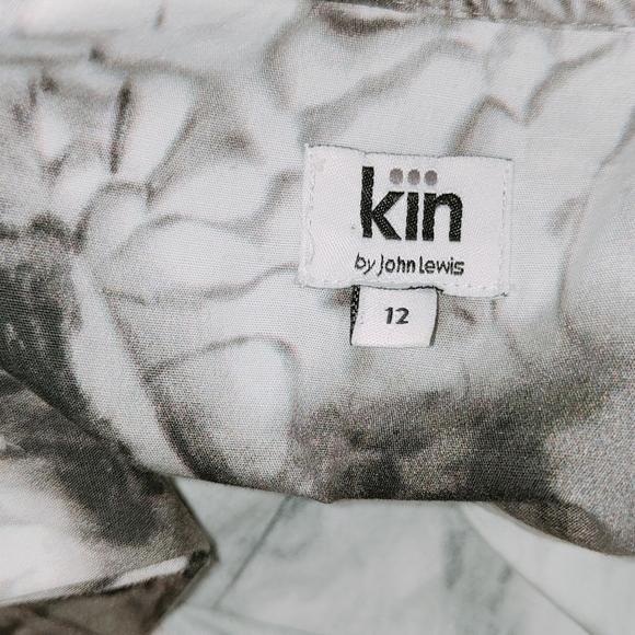 Kin Grey Dress Size UK 12 Marble Print Oversized Lagenlook Pockets Cotton Artsy - Picture 7 of 9